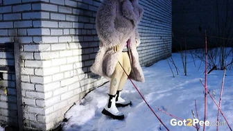 Snowy Squatting